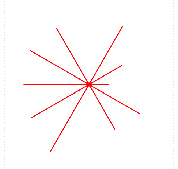 A star with rays of random lengths.
